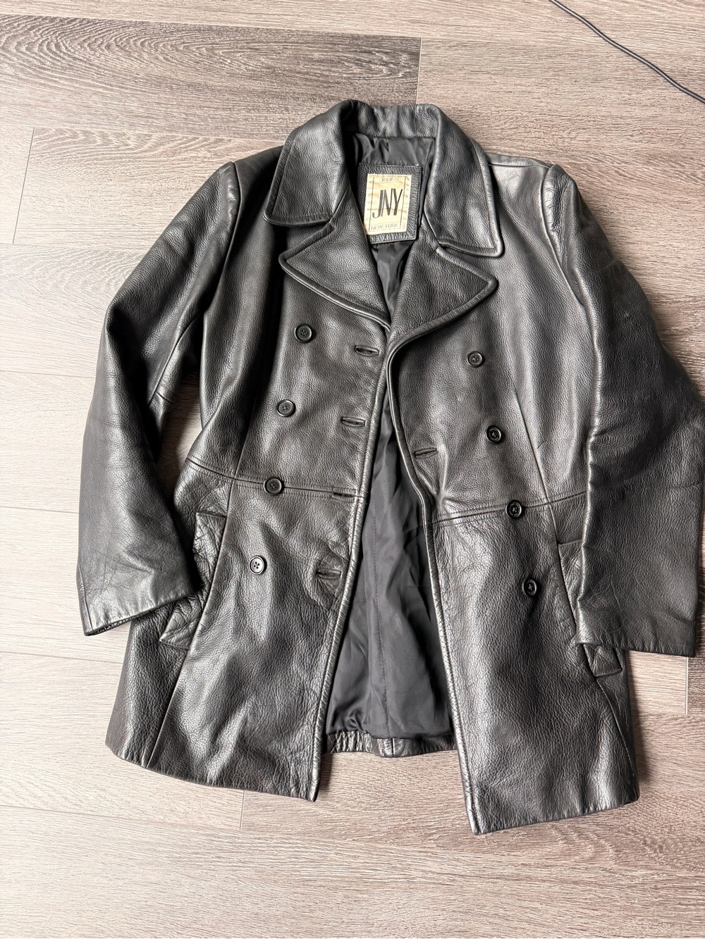 Jones New York Black Leather Coat